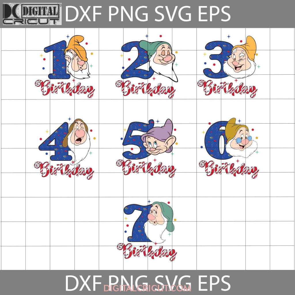 Seven Dwarfs Birthday Svg, Cartoon Svg, Birthday Svg, Cricut File ...