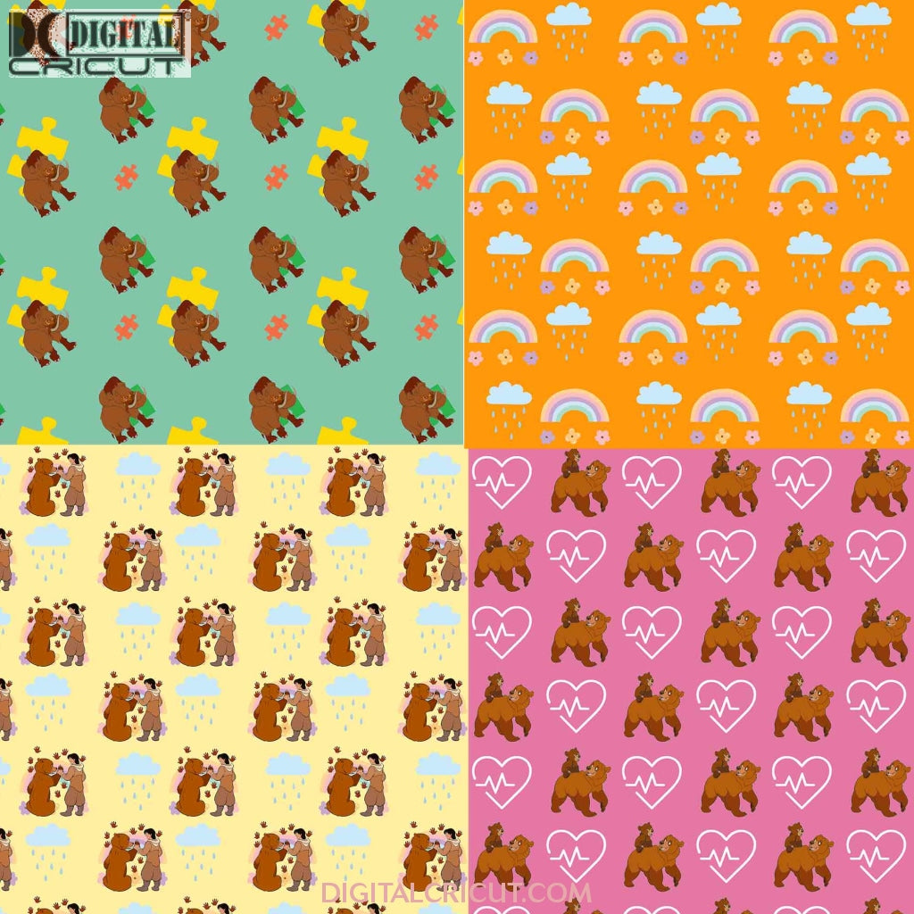 Funny Bear Seamless pattern, Digital Papers, Scrapbook Papers, Pattern ...