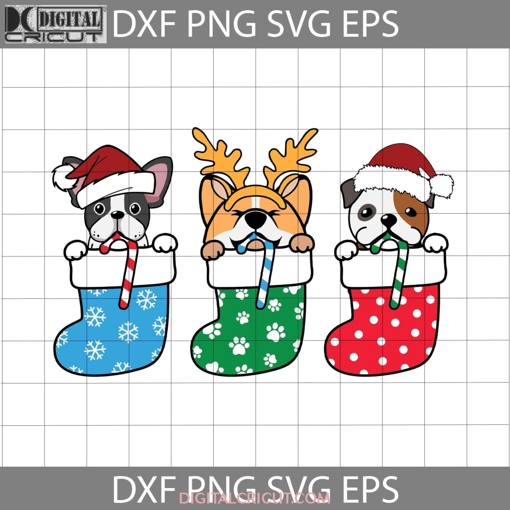 Dog In Christmas Sock SVG, French Bulldog Svg, Corgi Svg, Pug Svg