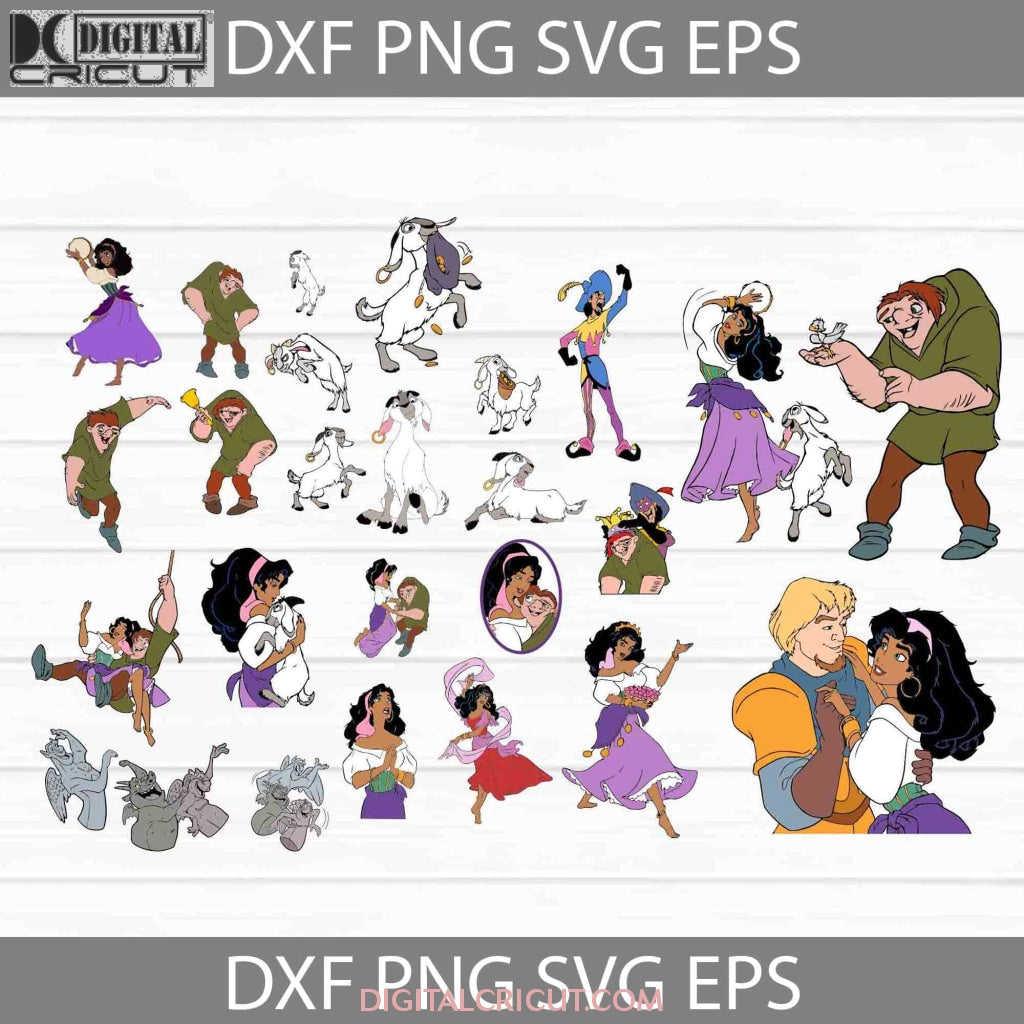 Esmeralda Svg, Djali Svg,Clopin Trouillefou Svg, Quasimodo Svg, the Hunchback of Notre Dame Svg, Cartoon svg, Cricut File, Clipart, Svg, Png, Eps, Dxf