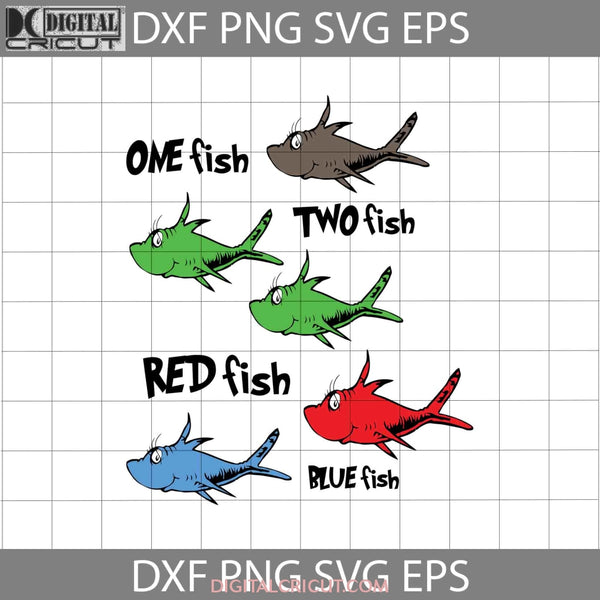 Fish Svg One Fish Two Red Blue Cricut File Clipart Svg Png Eps Dxf