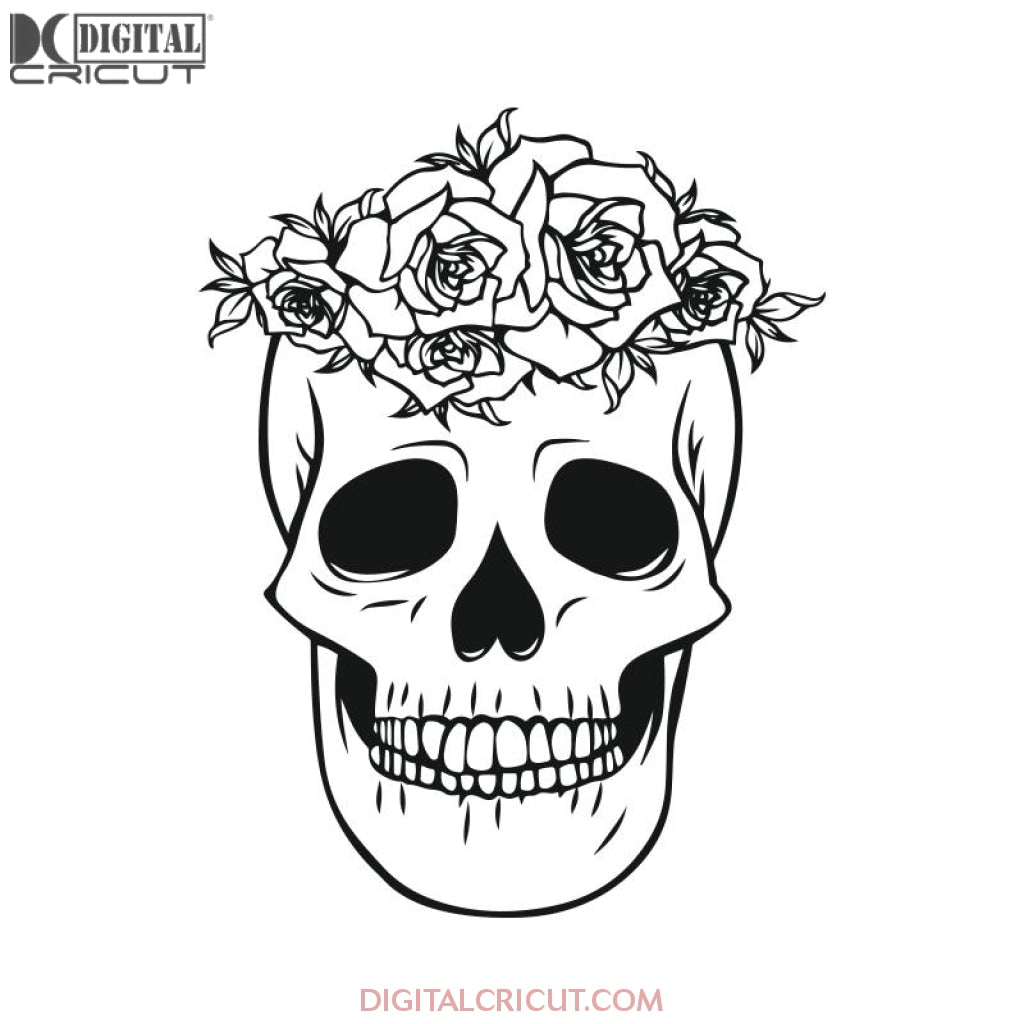 Halloween Sugar Skull with Flower SVG Graphic by thSVGpage