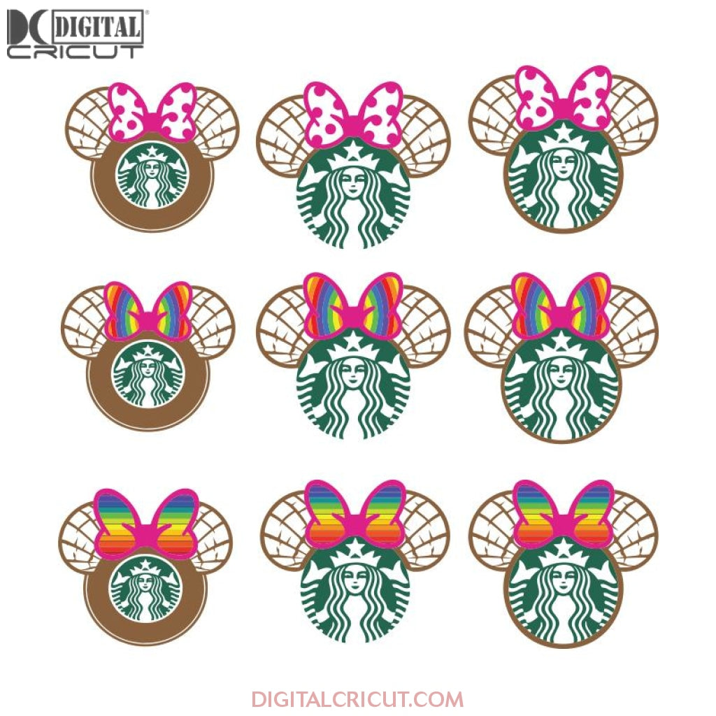 Concha Mickey & Minnie Mouse Full Wrap Svg, Starbucks Svg, Coffee