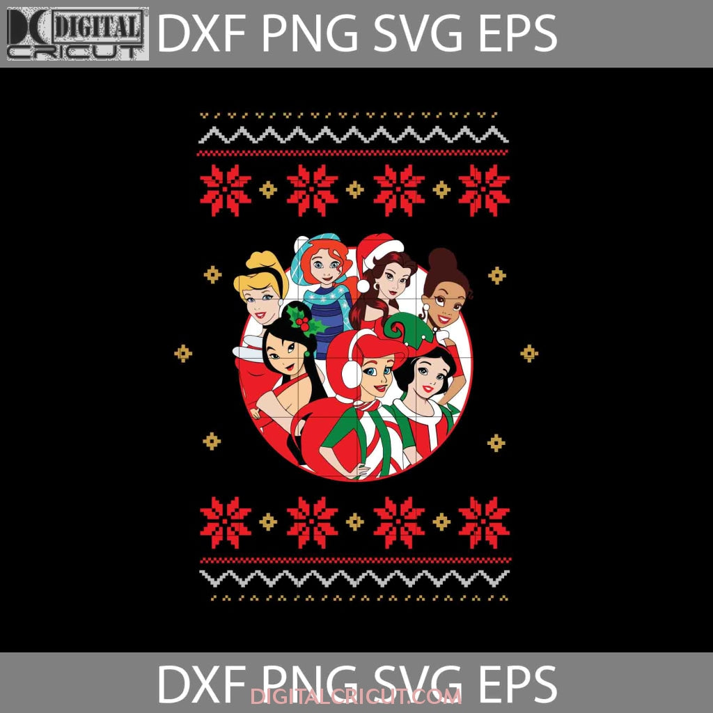 Ugly Christmas Princesses Svg, Belle Svg, Snow White Svg, Tiana
