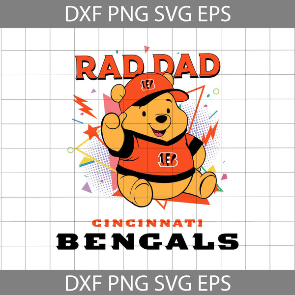 Bear Rad Dad Svg, Father's Day Svg, Football Svg, Cartoon Svg, Cricut File, Clipart, Svg, Png, Eps, Dxf