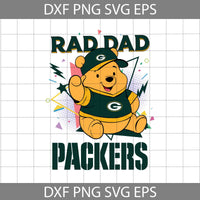 Bear Rad Dad Svg, Father's Day Svg, Football Svg, Cartoon Svg, Cricut File, Clipart, Svg, Png, Eps, Dxf