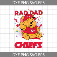 Bear Rad Dad Svg, Father's Day Svg, Football Svg, Cartoon Svg, Cricut File, Clipart, Svg, Png, Eps, Dxf