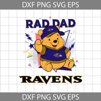 Bear Rad Dad Svg, Father's Day Svg, Football Svg, Cartoon Svg, Cricut File, Clipart, Svg, Png, Eps, Dxf