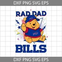 Bear Rad Dad Svg, Father's Day Svg, Football Svg, Cartoon Svg, Cricut File, Clipart, Svg, Png, Eps, Dxf