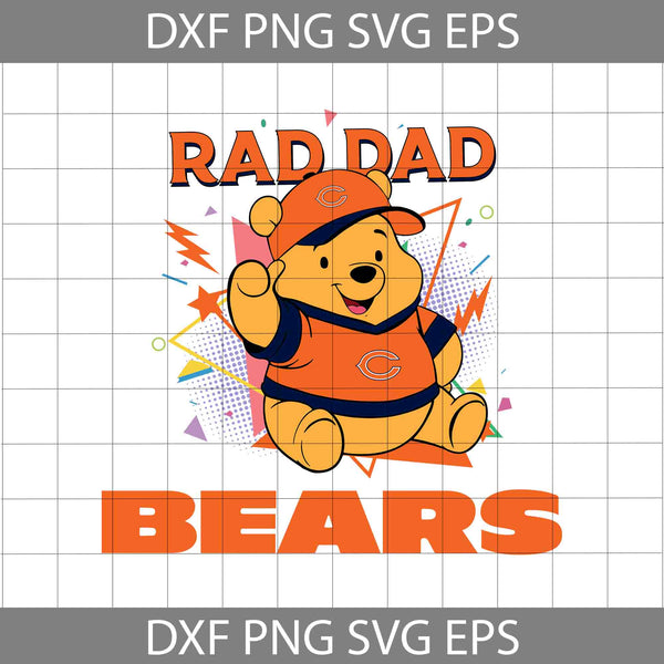 Bear Rad Dad Svg, Father's Day Svg, Football Svg, Cartoon Svg, Cricut File, Clipart, Svg, Png, Eps, Dxf