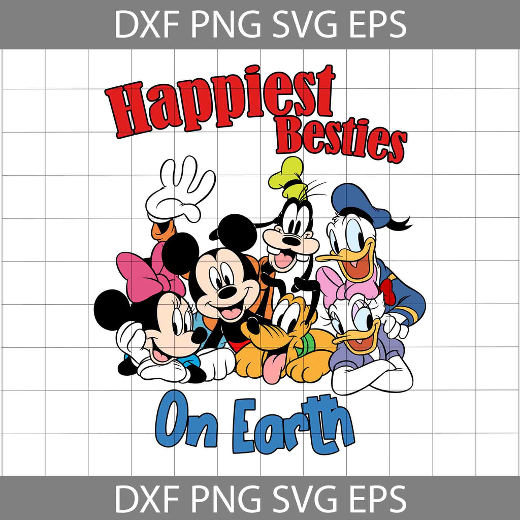 Happiest Besties On Earth Svg, Mickey Mouse And Friends Svg, Cartoon ...