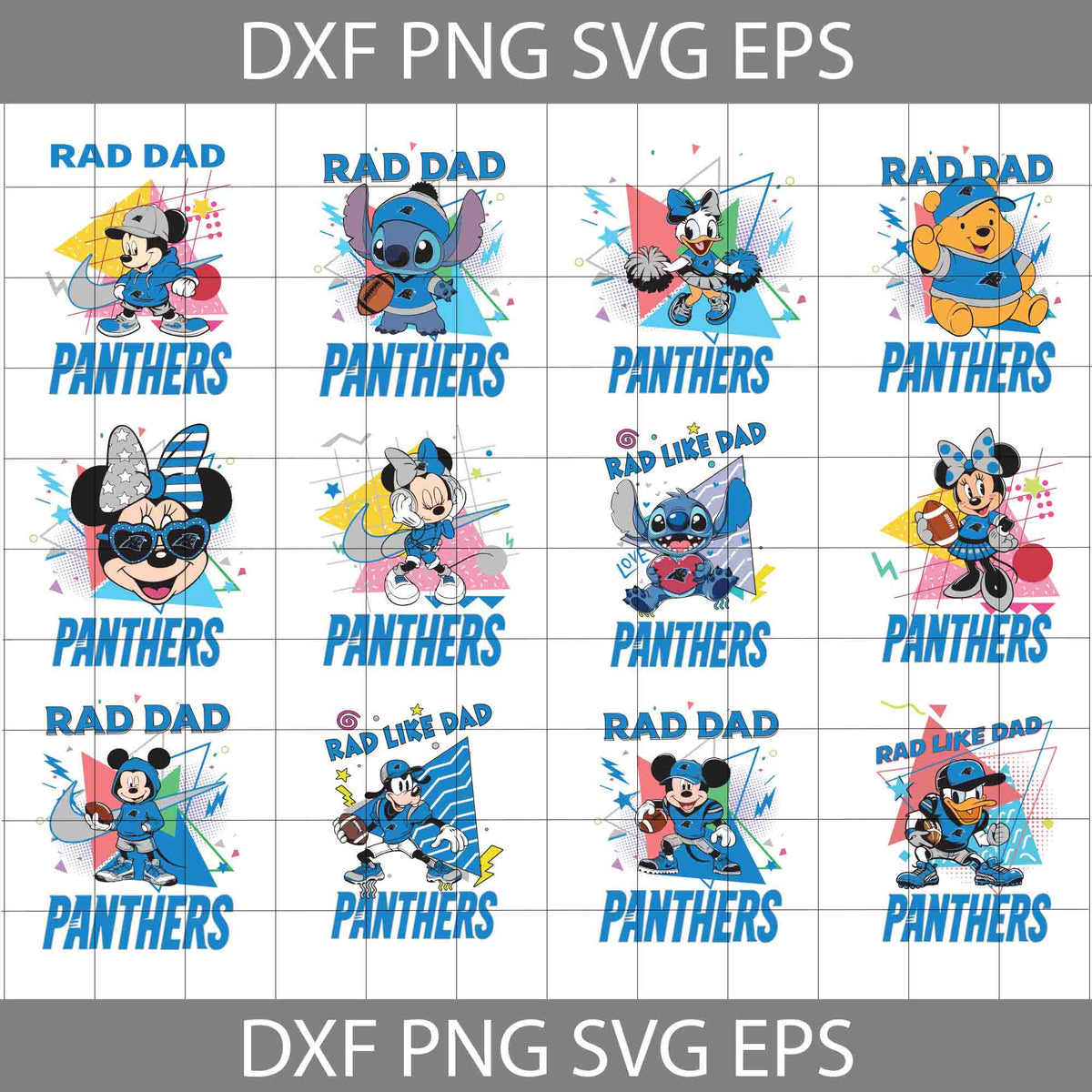 Carolina Panthers Rad Dad Svg, Bundle 12 SVG DXF EPS PNG FILE, Father ...