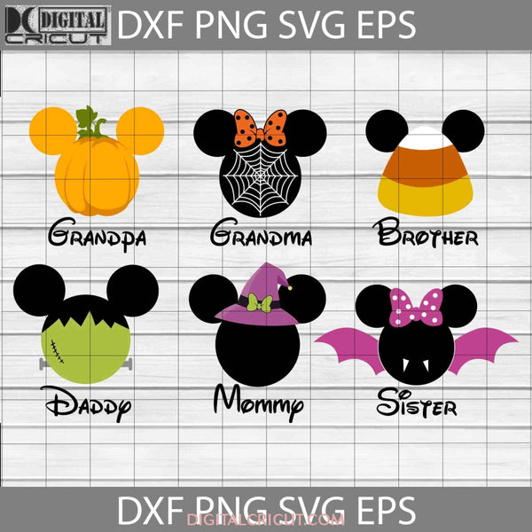 Halloween Family Head Ears Svg Mickey Minnie Mouse Witch Pumpkin Micky Svg Cricut File Clipart Png