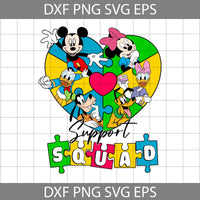 Support Squad Autism Mouse Friends Svg, Mouse Svg, Cartoon Svg, Autism Svg, Cricut File, Clipart, Svg, Png, Eps, Dxf