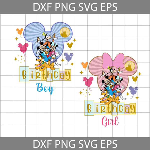 Bundle Birthday Svg, Birthday Girl Svg, Birthday Boy Svg, Mouse and Friend Svg, Mouse Svg, Cartoon Svg, Cricut File, Clipart, Svg, Png, Eps, Dxf