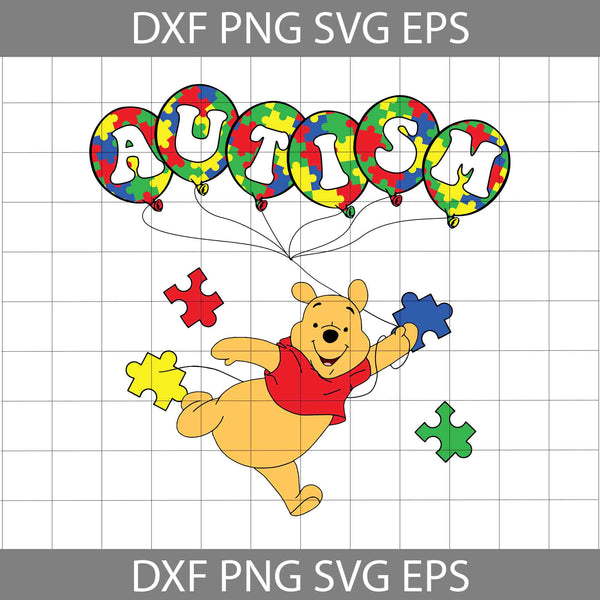 Bear Autism Bear Balloon Svg, Bear Autism Svg, Cartoon Svg, Autism Svg, Cricut File, Clipart, Svg, Png, Eps, Dxf