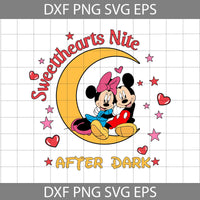 Sweethearts Nite Svg, Couple Mouse Love Svg, Valentine Heart Svg, Mouse Svg, Cartoon Svg, Valentine's Day Svg, Cricut File, Clipart, Svg, Png, Eps, Dxf