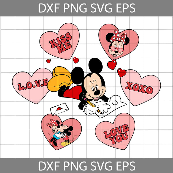 Valentine Heart Svg, Mouse Svg, Cartoon Svg, Valentine's Day Svg, Cricut File, Clipart, Svg, Png, Eps, Dxf