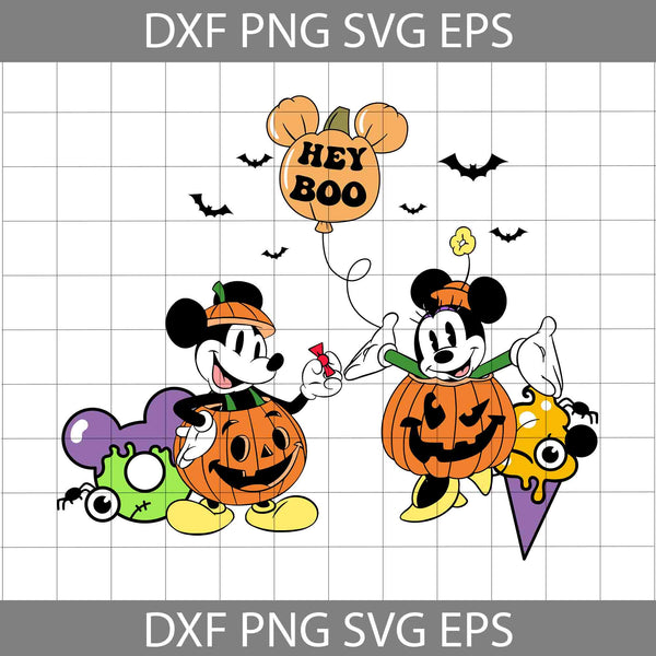 Mouse Pumpkin Hey Boo Svg, Halloween Pumpkin Boo Svg, Cartoon Svg, Halloween Svg, Cricut File, Clipart, Svg, Png, Eps, Dxf