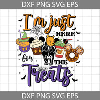 I'm Just Here For The Treats Svg, Mouse Halloween Snacks Svg, Bear Svg, Cartoon Svg, Halloween Svg, Cricut File, Clipart, Svg, Png, Eps, Dxf