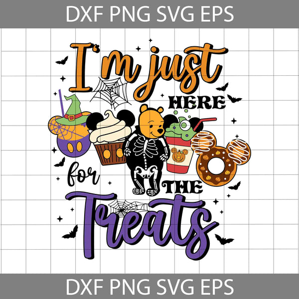 I'm Just Here For The Treats Svg, Mouse Halloween Snacks Svg, Bear Svg, Cartoon Svg, Halloween Svg, Cricut File, Clipart, Svg, Png, Eps, Dxf