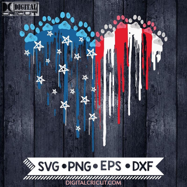 Paws Love Svg 4Th Of July Indepence Day Cricut File