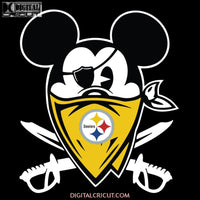 Pirate Mickey Mouse Svg, Pittsburgh Steelers Svg, NFL Svg, Football Svg, Cricut File, Clipart, Mickey Svg, Love Football Svg, Png, Eps, Dxf