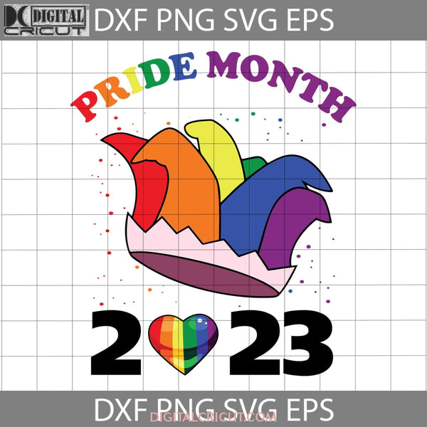 Pride Month 2023 Svg Lgbt-Q Jester Hat Rainbow Flag Gay Pridesvg Lgbt Cricut File Clipart Png Eps