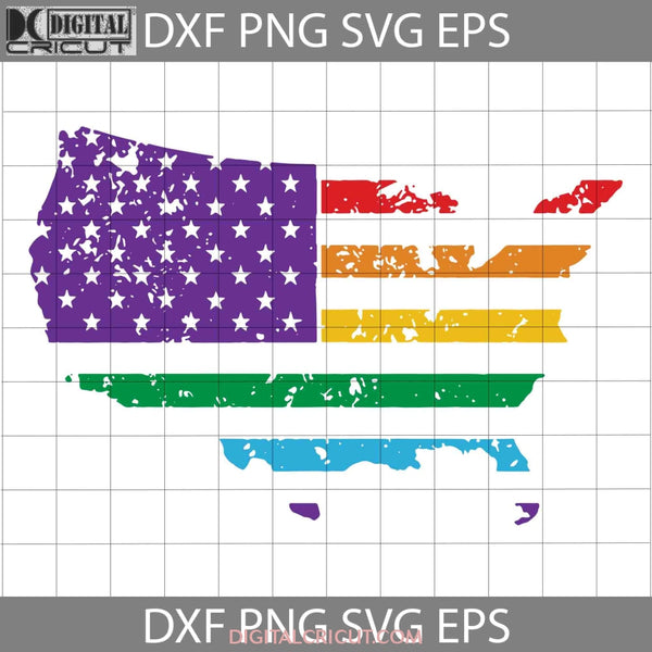 Pride Usa Map Grunge Svg America Lgbt Svg Cricut File Clipart Png Eps Dxf