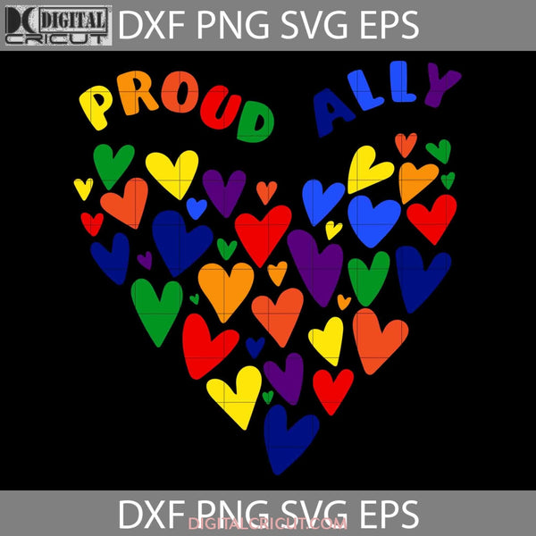 Proud Ally Lgbt+ Pride Heart Pattern Colorful Rainbow Flag Svg Lgbt Cricut File Clipart Png Eps Dxf