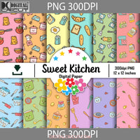 Sweet Kitchen Seamless Pattern Digital Papers Scrapbook Paper Background Wallpaper 12*12Inches