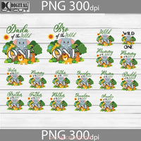 Wild Of The One Birthday Family Png Bundle Sublimation Zoo Animal Jungle Safari Animals Digital