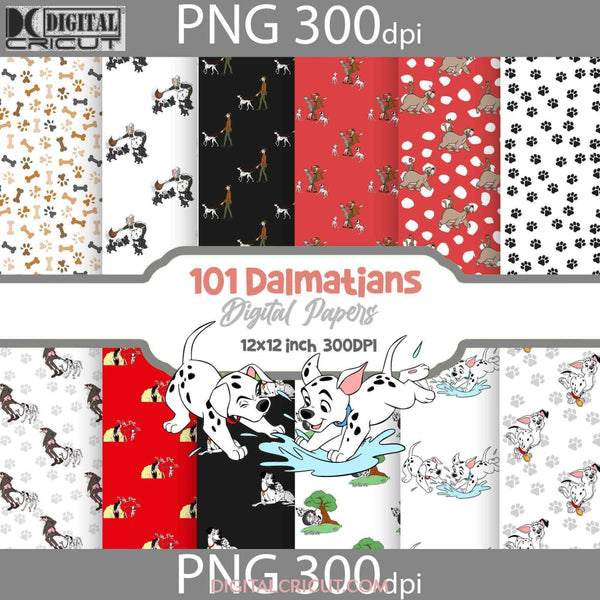 101 Dogs Seamless Pattern Digital Papers Scrapbook Paper Background Wallpaper 12*12Inches -300Dpi