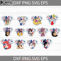 4Th Of July Princesses Svg Jasmine Ariel Belle Mulan Elsa Rapunzel Mickey Mouse Ears Bundle Of July