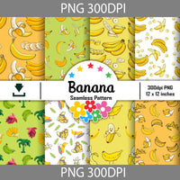 Banana Seamless Pattern, Fruits Pattern, Tropical Pattern, Scrapbook, Digital Paper, Wallpaper, Background, Banana Pattern, 12*12inches -300dpi