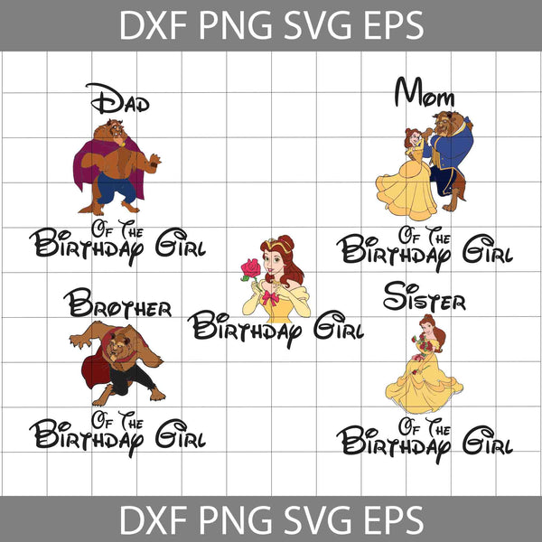 Bundle Family Birthday Girl Svg, Beauty And The Beast Birthday Svg, Belle Birthday Svg, Prince Birthday Svg, Cartoon Svg, Birthday Svg, Cricut File, Clipart, Svg, Png, Eps, Dxf