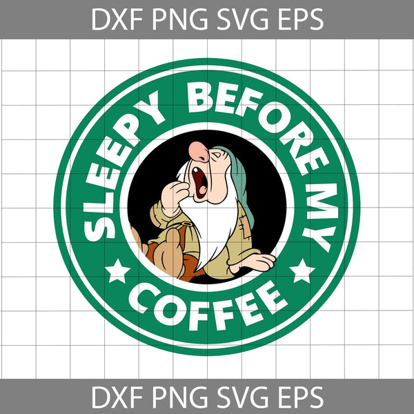 Sleepy Before My Coffee Svg, Starbucks Coffee Svg, Cartoon Svg, Cricut File, Clipart, Svg, Png, Eps, Dxf