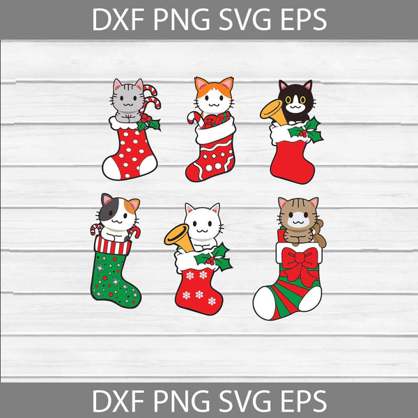 Cat In Christmas Socks Svg, Christmas Svg, Cat Svg, Christmas Svg, Gift Svg, Cricut File, Clipart, Svg, Png, Eps, Dxf