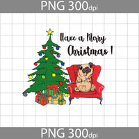 Have A Merry Christmas Png, Pug Png, Love Dogs Png, Christmas Png, Gift Png, Png Digital Images 300dpi