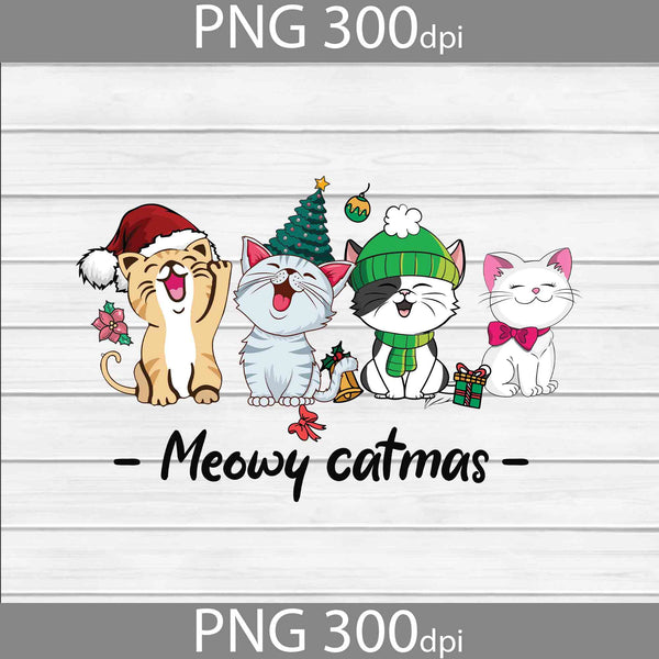 Meowy Catmas Png, Love Cats Png, Christmas Png, Gift Png, Png Digital Images 300dpi