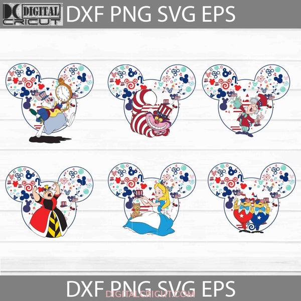 Alice In Wonderland Svg Mickey Mouse Ears Bundle 4Th Of July Independence Day America Cricut File