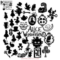 Alice In Wonderland Svg, Alice Svg, Disney Svg, Halloween Svg, Silhouette Cameo, Cricut
