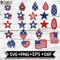 American Flag Earrings Svg 4Th Of July Svg Dxf Eps Png Format Layered Cutting Files Clipart Die Cut