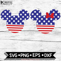 Mickey And Minnie American Head 4Th Of July Svg Family Disney