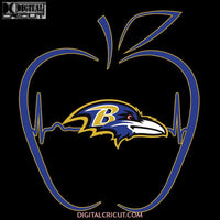 Apple Heartbeat Teacher Symbol Baltimore Ravens Youth Svg, Raven Logo Svg, NFL Svg, Sport Svg, Football Svg, Cricut File, Clipart