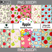 Apple Seamless Pattern Fruits Scrapbook Digital Paper Wallpaper Background 12*12Inches -300Dpi