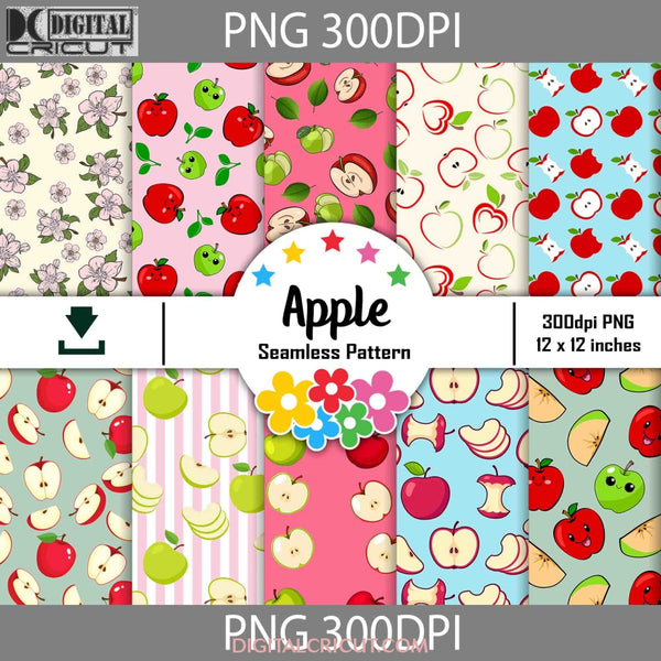 Apple Seamless Pattern Fruits Scrapbook Digital Paper Wallpaper Background 12*12Inches -300Dpi