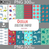 At Sea Ocean Seamless Pattern Digital Papers Scrapbook Paper Background Wallpaper 12*12Inches