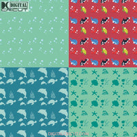 At Sea Ocean Seamless Pattern Digital Papers Scrapbook Paper Background Wallpaper 12*12Inches