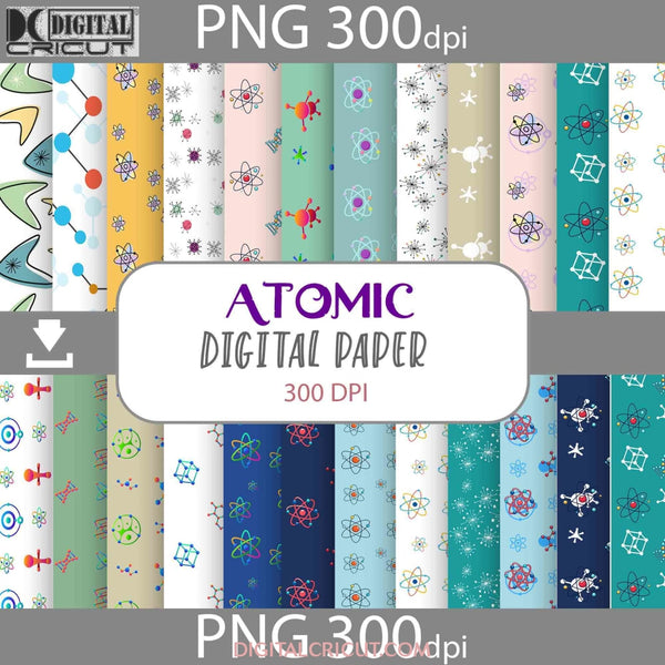 Atomic Seamless Pattern Digital Papers Scrapbook Paper Background Wallpaper 12*12Inches -300Dpi